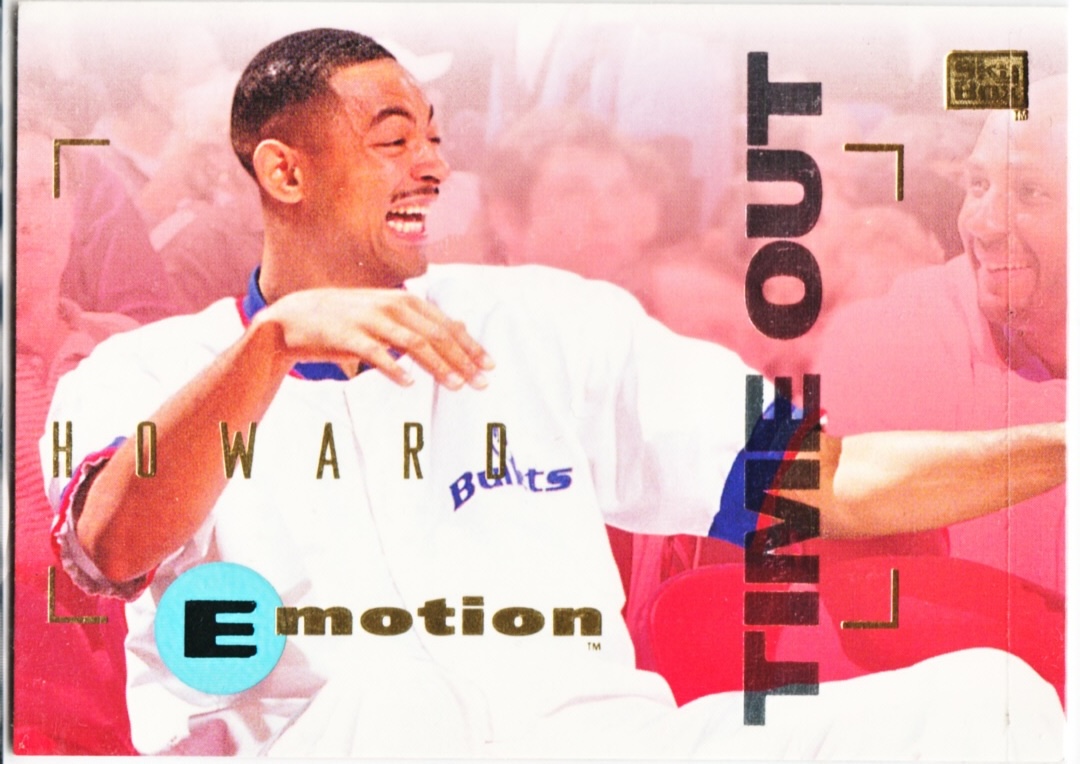 Front view of Juwan Howard 1994-95 SkyBox Emotion #98 basketball card - Base edition (Washington Bullets)