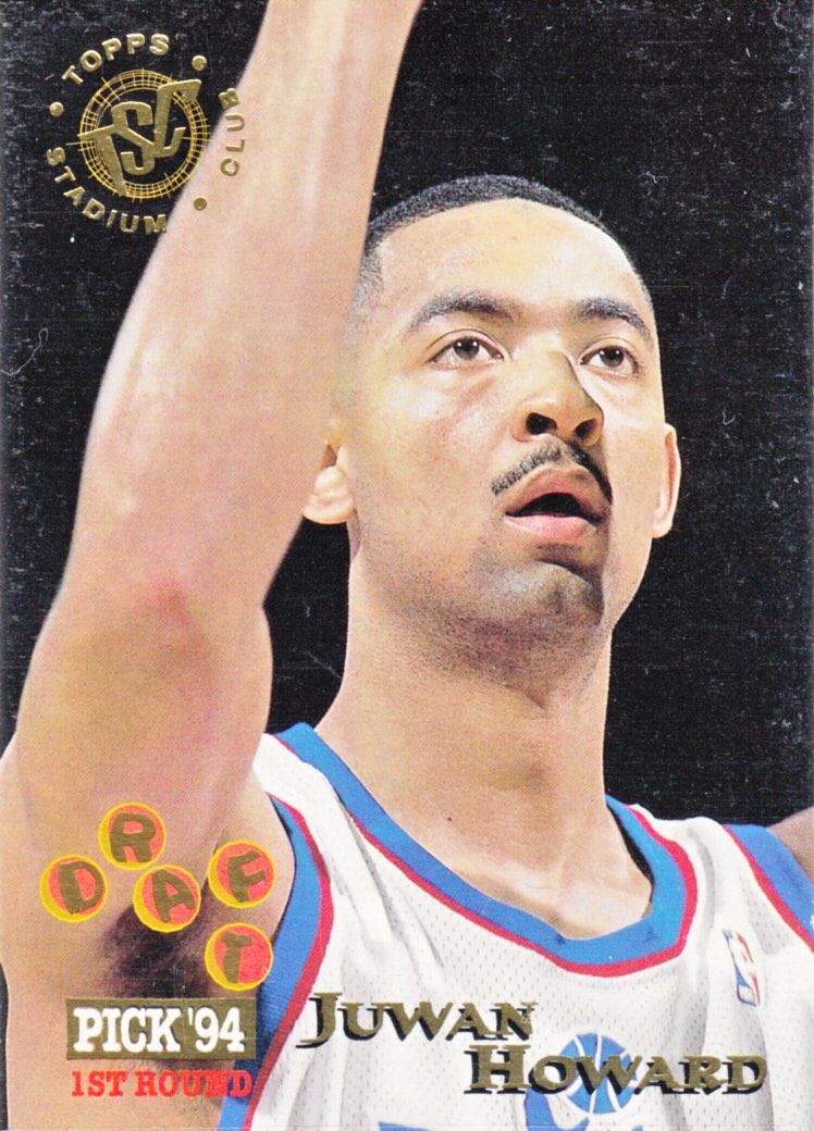 Front view of Juwan Howard 1994-95 Topps Stadium Club #210 basketball card - Base edition (Washington Bullets)