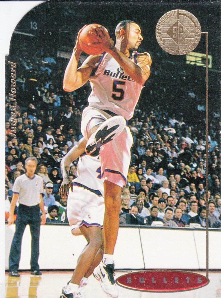 Front view of Juwan Howard 1994-95 SP Championship #134 basketball card - Die-Cut edition (Washington Bullets)