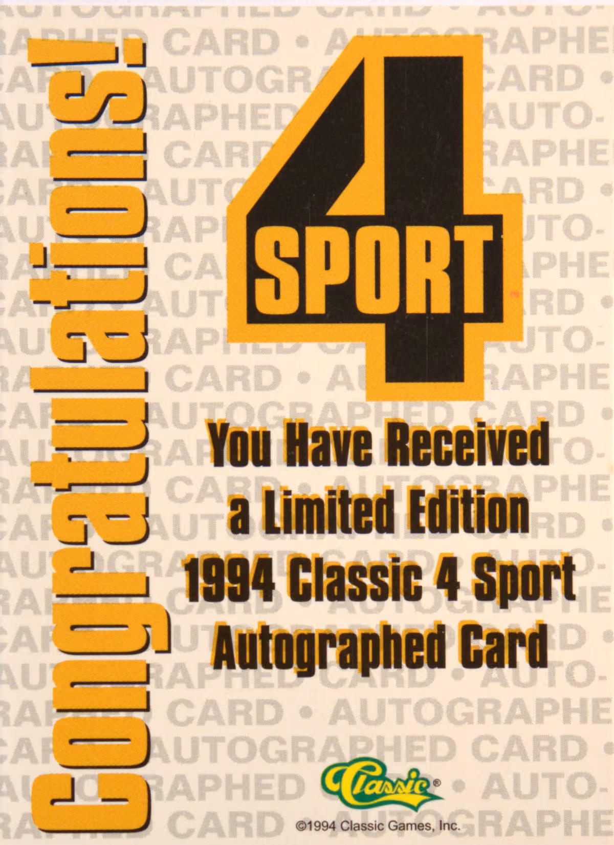 Back scan of 1994 Classic 4 Sports Juwan Howard showing stats for Michigan Wolverines - Juwan Howard Collector Private Collection