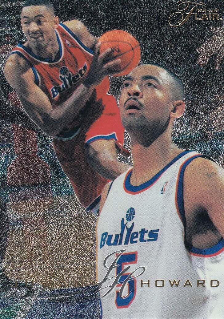 Front view of Juwan Howard 1995-96 Flair #145 basketball card - Base edition (Washington Bullets)