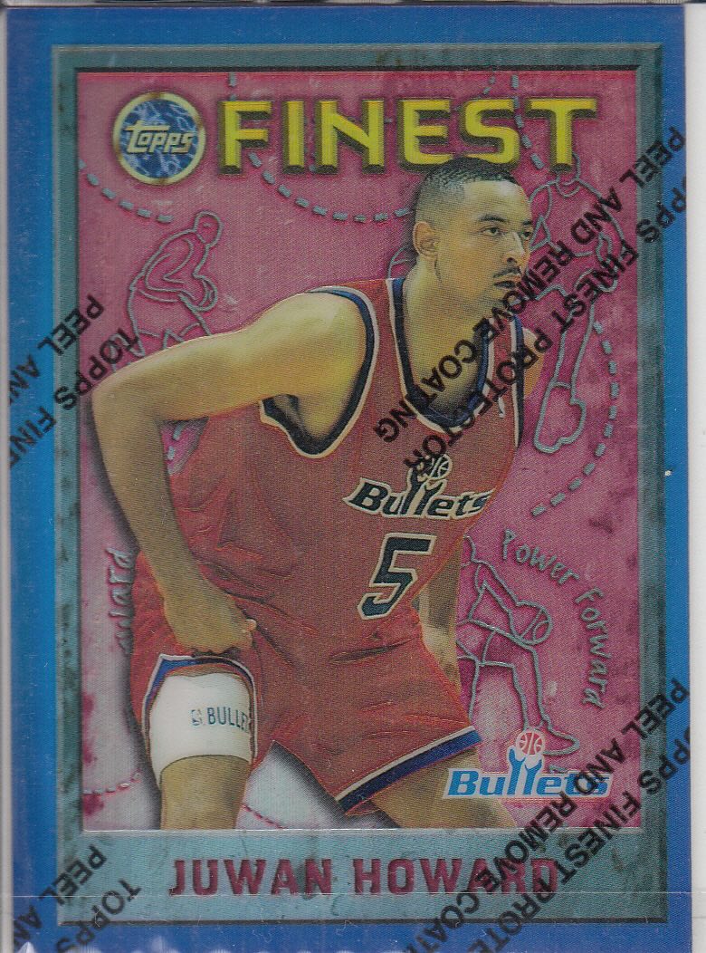 Front view of Juwan Howard 1995-96 Topps Finest #224 basketball card - Refractor edition (Washington Bullets)
