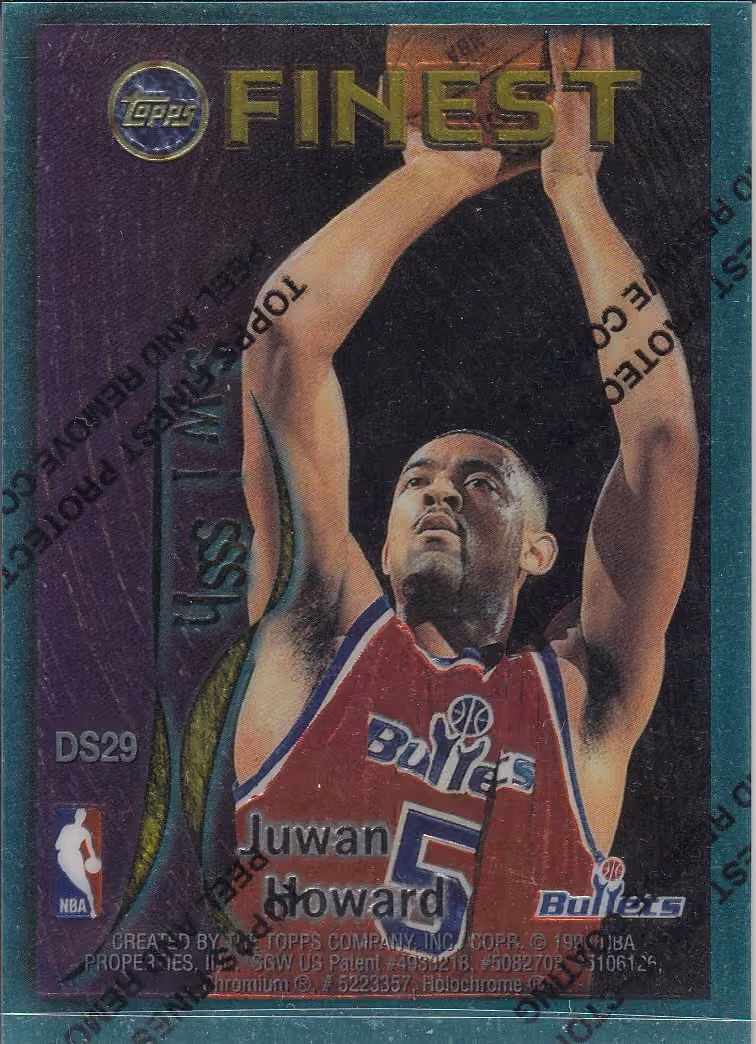 Back scan of 1995-96 Topps Finest Juwan Howard / Chris Webber showing stats for Washington Bullets - Juwan Howard Collector Private Collection