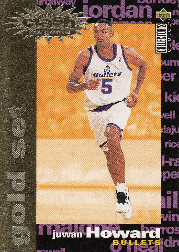 Front view of Juwan Howard 1995-96 Collectors Choice #C3 basketball card - Redemption Gold edition (Washington Bullets)