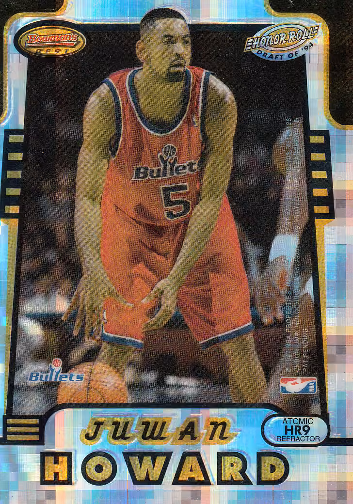 Back scan of 1996-97 Topps Bowman's Best Juwan Howard / Grant Hill showing stats for Washington Bullets / Detroit Pistons - Juwan Howard Collector Private Collection