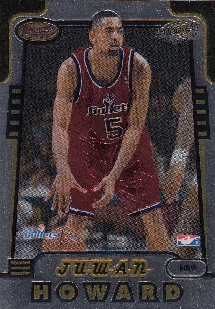 Back scan of 1996-97 Topps Bowman's Best Juwan Howard / Grant Hill showing stats for Washington Bullets / Detroit Pistons - Juwan Howard Collector Private Collection