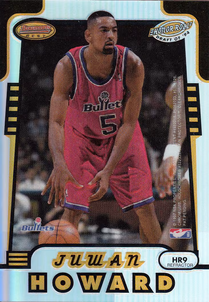 Back scan of 1996-97 Topps Bowman's Best Juwan Howard / Grant Hill showing stats for Washington Bullets / Detroit Pistons - Juwan Howard Collector Private Collection