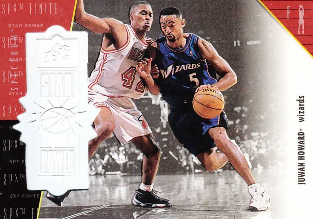 Front view of Juwan Howard 1998-99 SPx Finite #92 basketball card - Spectrum edition (Washington Wizards)