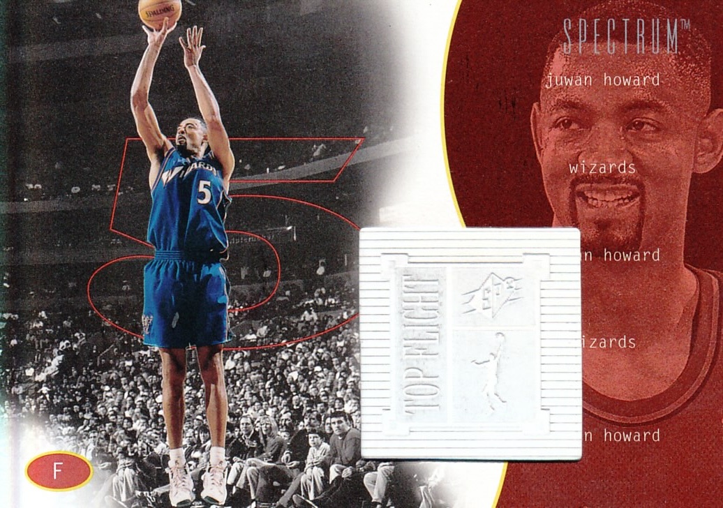 Front view of Juwan Howard 1998-99 SPx Finite #195 basketball card - Spectrum edition (Washington Wizards)