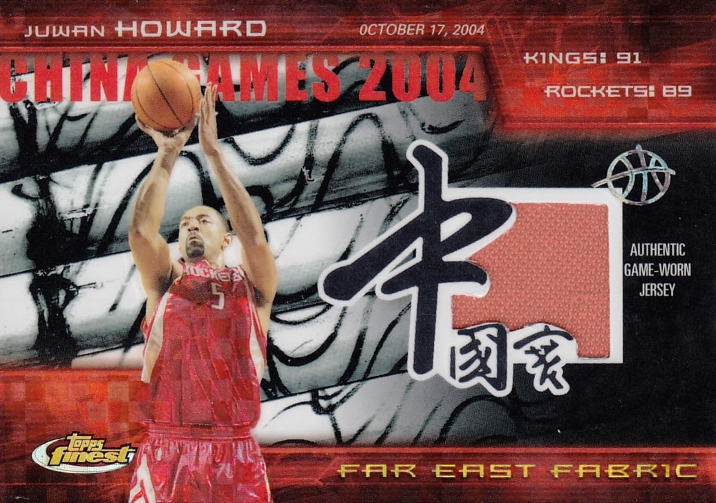 Front view of Juwan Howard 2004-05 Topps Finest #FEF-JH basketball card - X-Fractor edition (Houston Rockets)