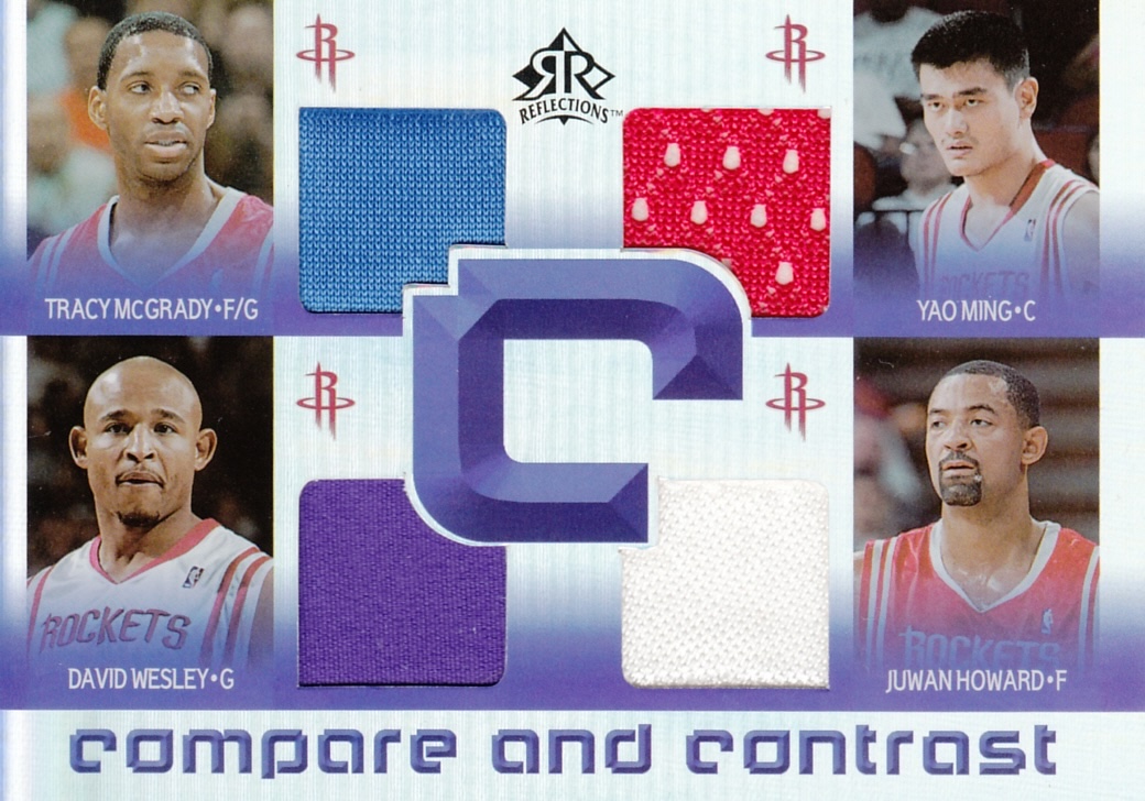 Front view of Juwan Howard 2005-06 UD Reflections #37 basketball card - Jersey edition (Houston Rockets)