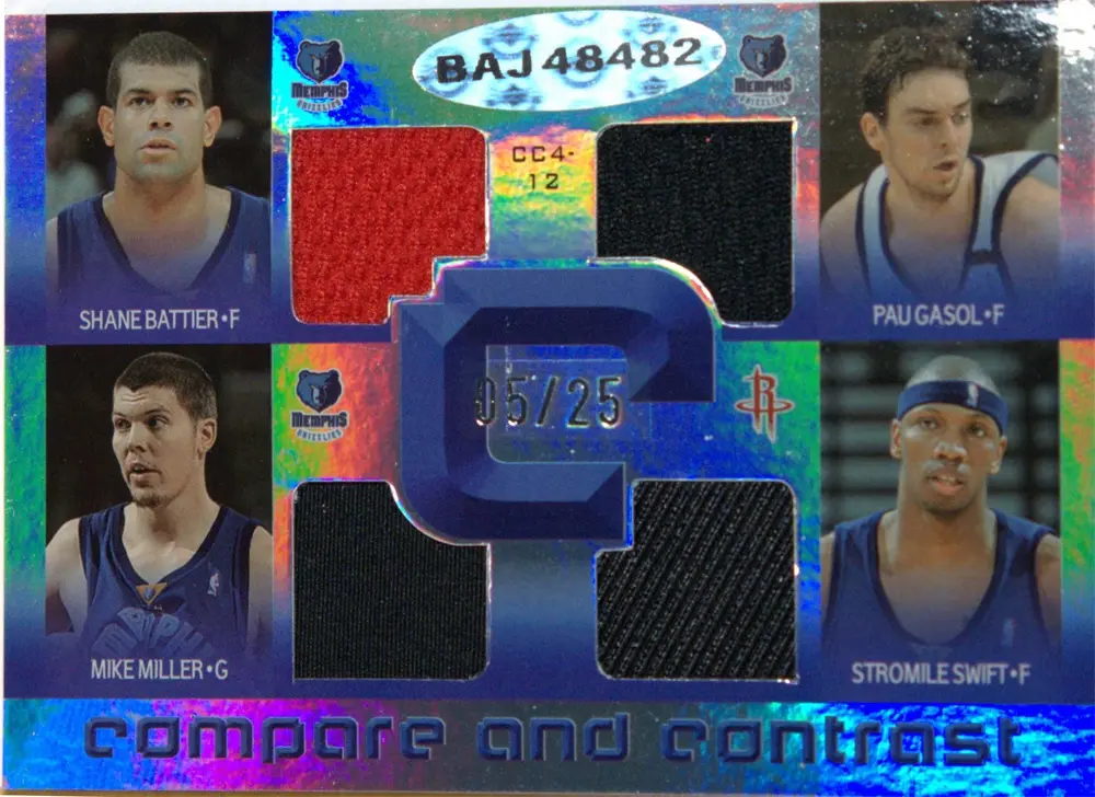 Back view of Juwan Howard 2005-06 UD Reflections #CC4-12 showing stats for Houston Rockets