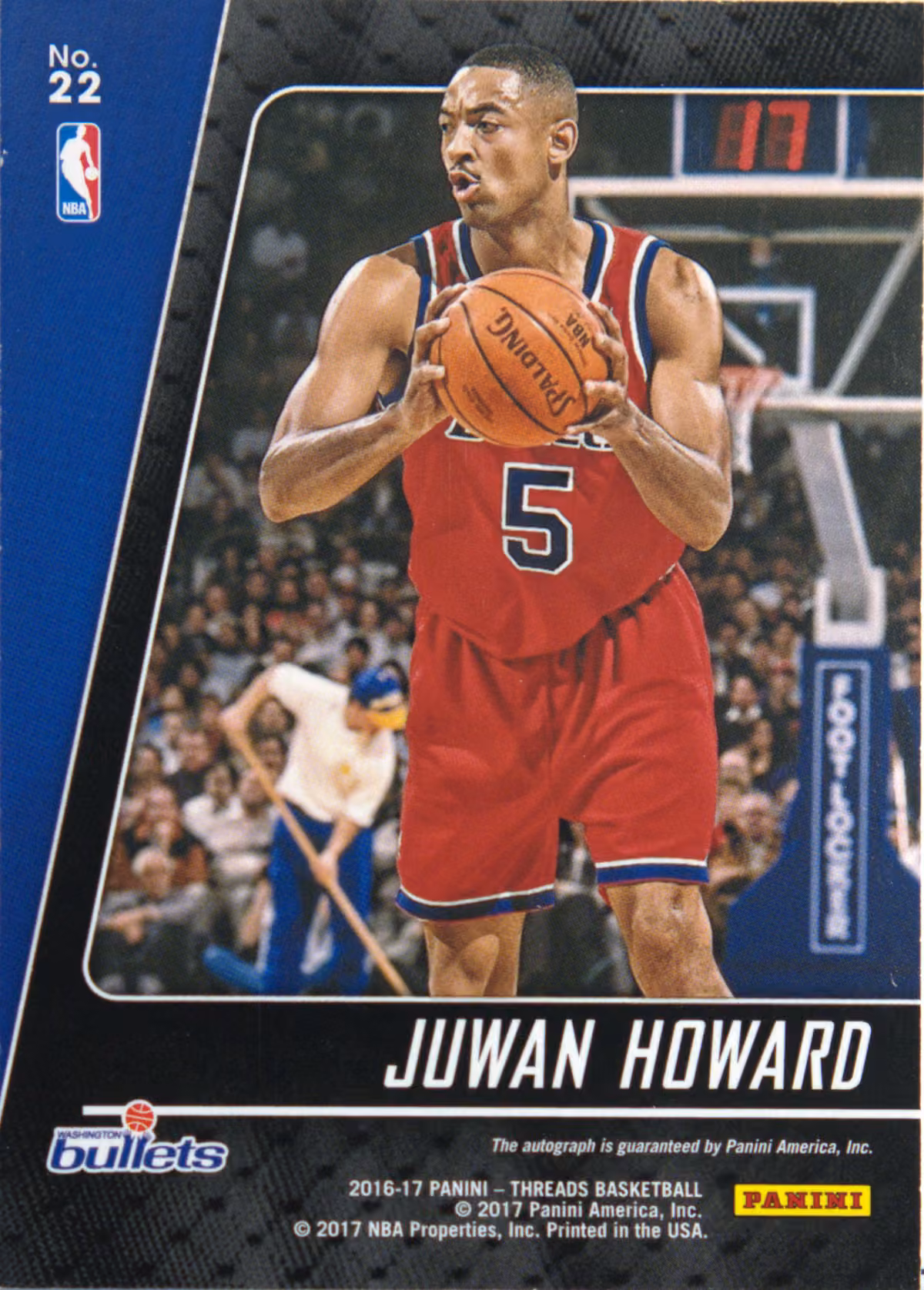 Back scan of 2016-17 Panini Threads Juwan Howard showing stats for Washington Bullets - Juwan Howard Collector Private Collection