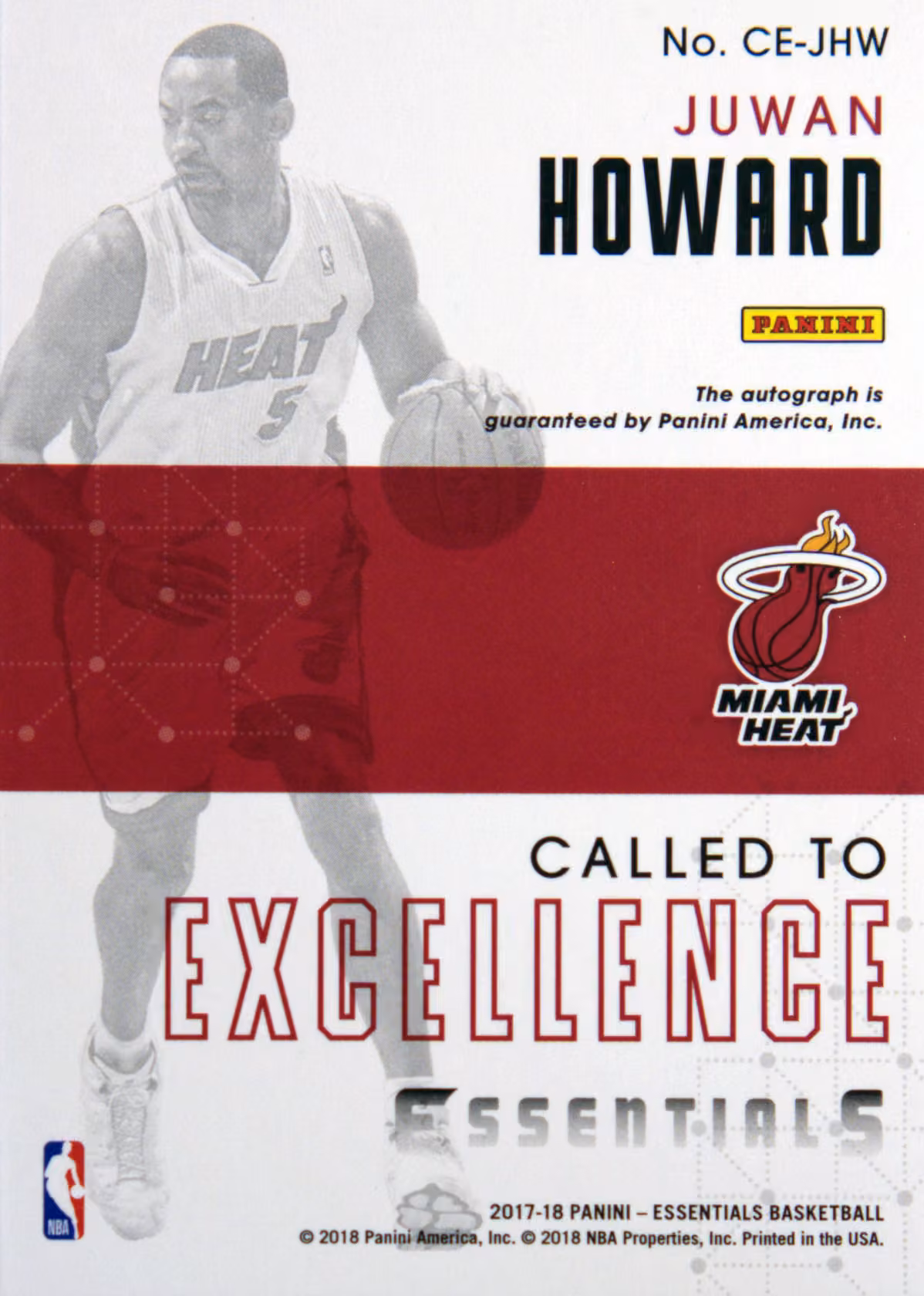 Back scan of 2017-18 Panini Essentials Juwan Howard showing stats for Miami Heat - Juwan Howard Collector Private Collection