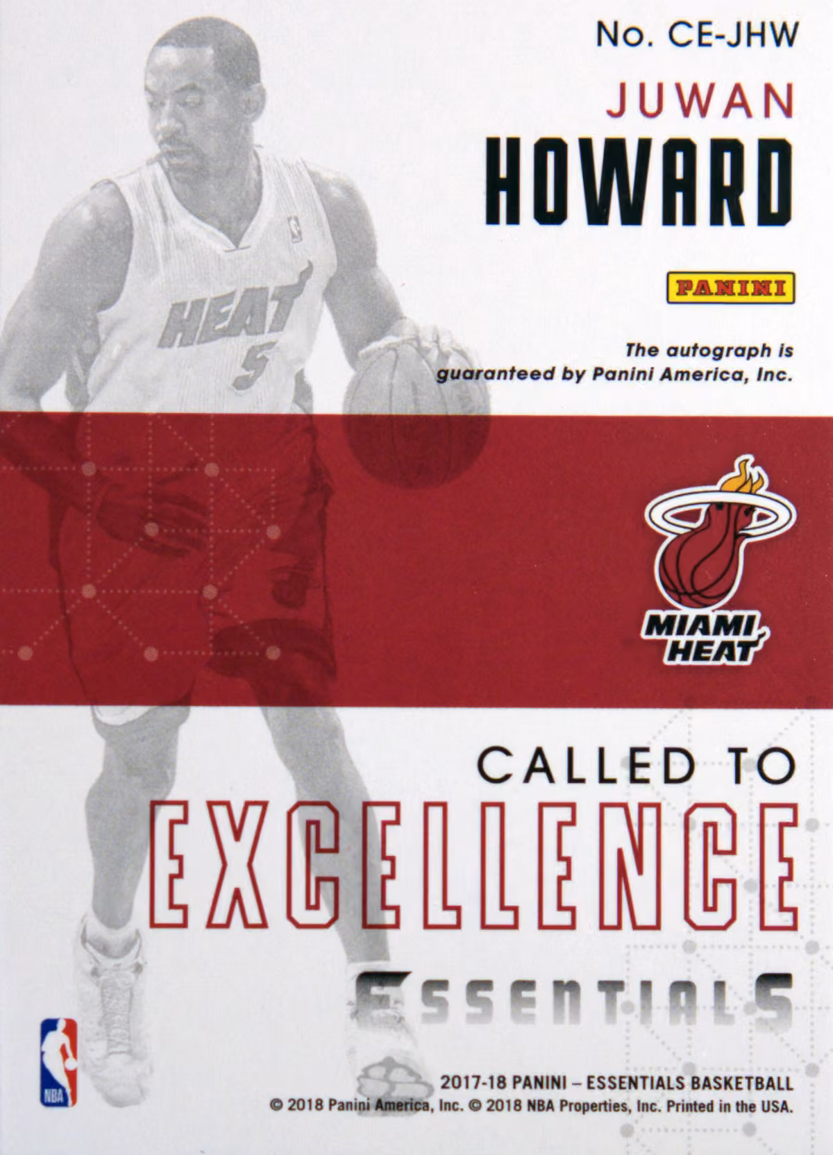 Back scan of 2017-18 Panini Essentials Juwan Howard showing stats for Washington Bullets - Juwan Howard Collector Private Collection
