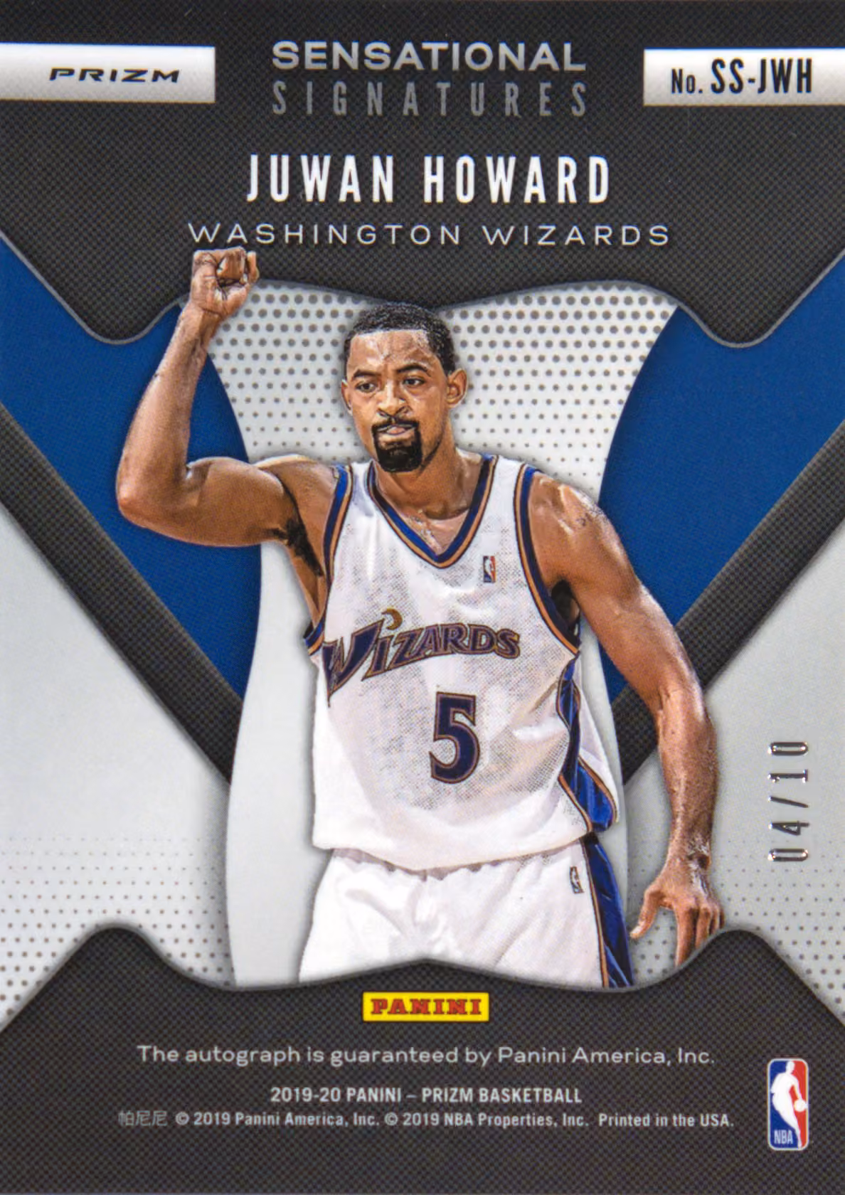 Back scan of 2019-20 Panini Prizm Juwan Howard showing stats for Washington Wizards - Juwan Howard Collector Private Collection